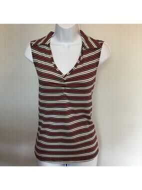 PS PerSeption Red Black and White Stripped Sleeveless Tank